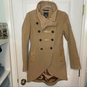 𝅺MACKAGE Wool Cashmere Camel Double Breasted Long Coat Jacket Made in Canada S